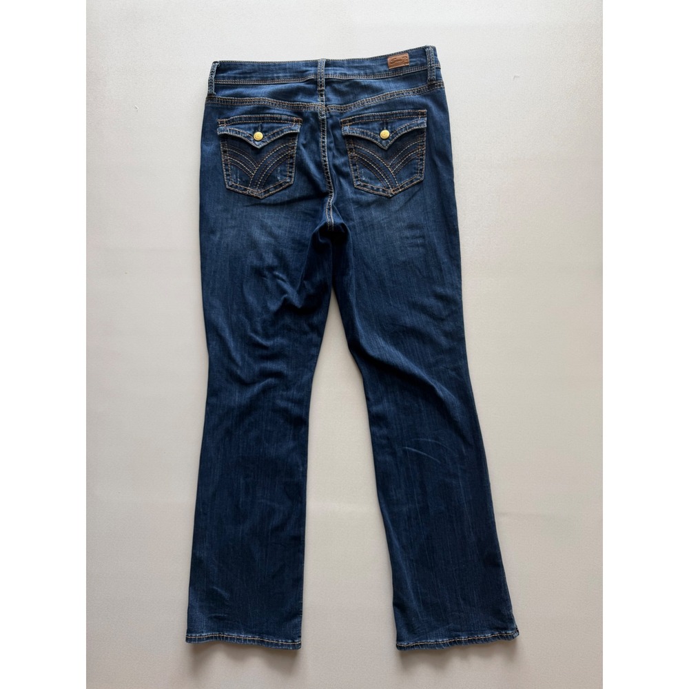 Seven7 Rocker Slim Boot Jeans Dark Wash Flap Pocket Denim Womens Size 10 - Picture 6 of 11